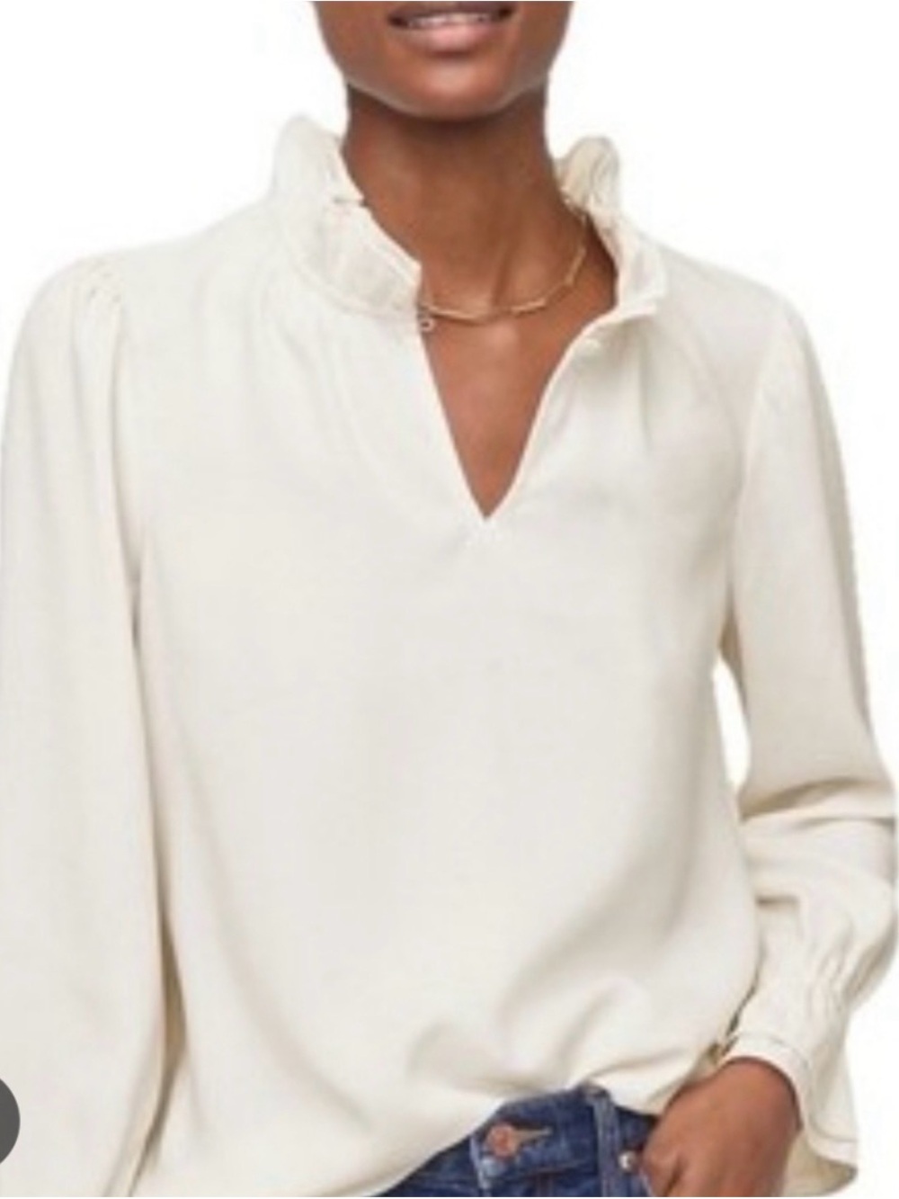 J. Crew Cream Ruffle Blouse